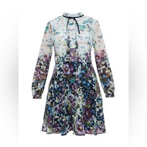 TED BAKER Meelia Chiffon Enchantment Butterfly Bird Print Dress